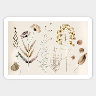 Floral Garden Botanical Print with wild flowers Sticker